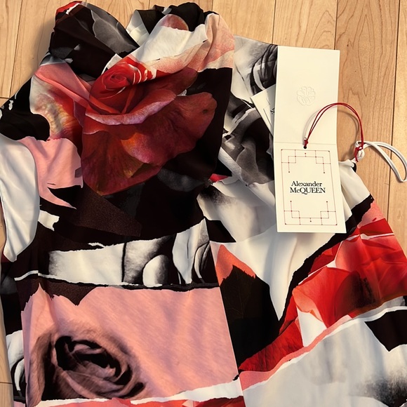 Alexander McQueen Top Torn Rose Black White Red Grey Size 46 - Picture 3 of 8
